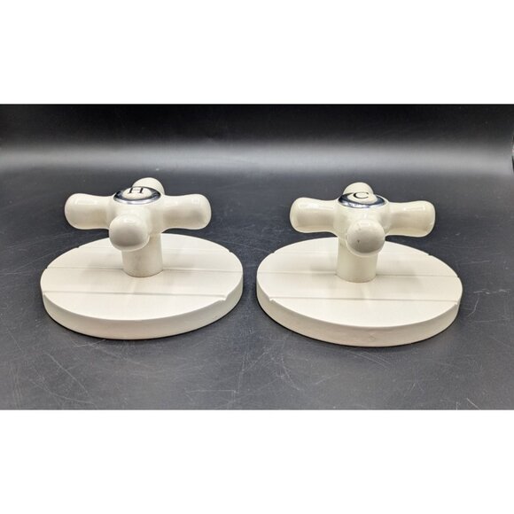 Pair Vintage Style Hot And Cold Faucet Handle Towel Hooks Wall Mount Bathroom - Picture 2 of 5